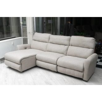   3 személyes relax kanapé bal oldalon heverő jellegű üléssel drapp szövet kárpittal - McPherson