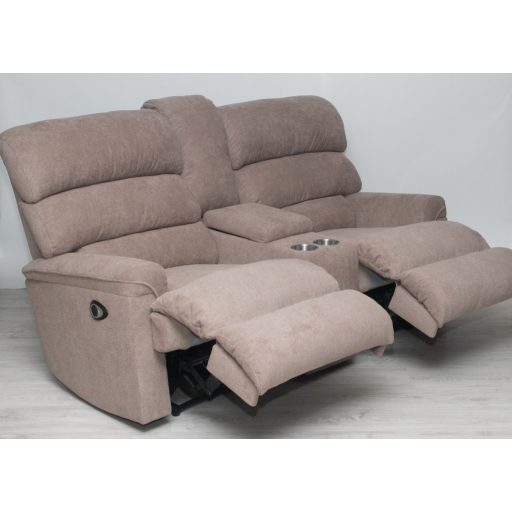 Kis méretű motoros házimozi kanapé világosbarna szövet kárpittal raktárról - Preston2