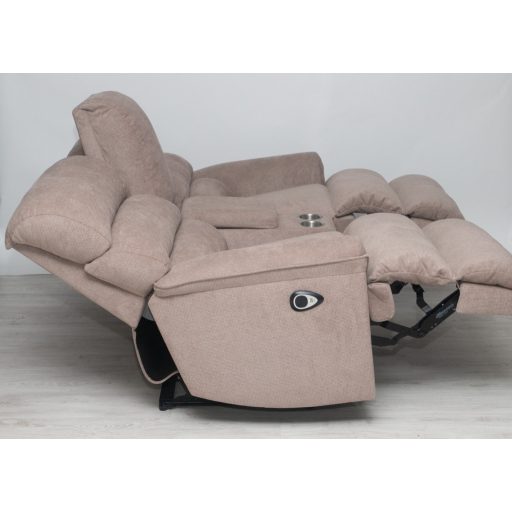 Kis méretű motoros házimozi kanapé világosbarna szövet kárpittal raktárról - Preston2