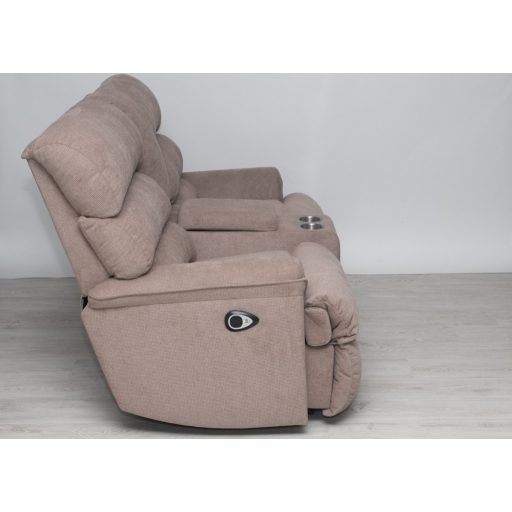 Kis méretű motoros házimozi kanapé világosbarna szövet kárpittal raktárról - Preston2