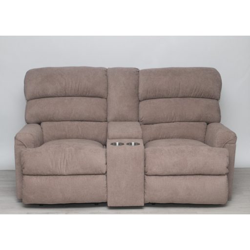 Kis méretű motoros házimozi kanapé világosbarna szövet kárpittal raktárról - Preston2