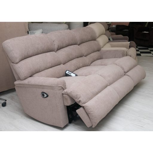 3 személyes full relax motoros kanapé Cuba világosbarna szövet kárpittal raktárról - Preston2