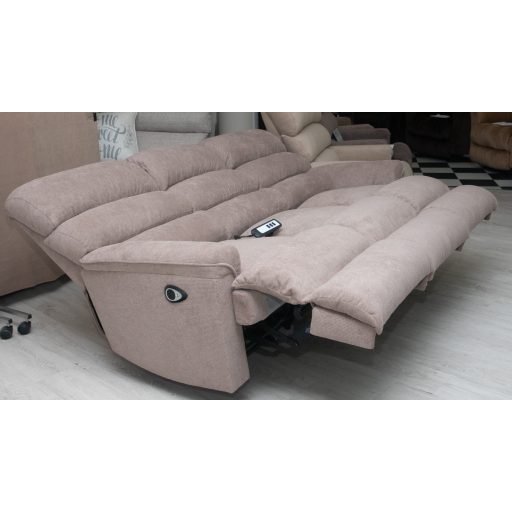 3 személyes full relax motoros kanapé Cuba világosbarna szövet kárpittal raktárról - Preston2