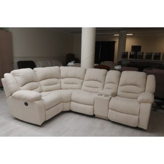   L alakú mozis sarokkanapé relax ülésekkel Bronx beige szövet kárpittal raktárról - Tessin