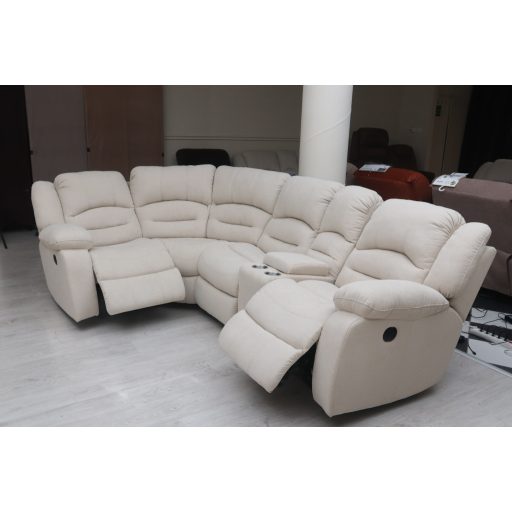 L alakú mozis sarokkanapé relax ülésekkel Bronx beige szövet kárpittal raktárról - Tessin