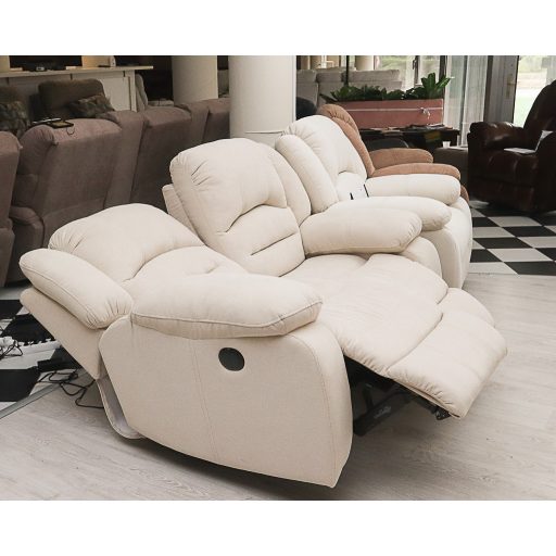 2 személyes relax kanapé - Bronx beige teflonos szövet kárpittal raktárról - Tessin