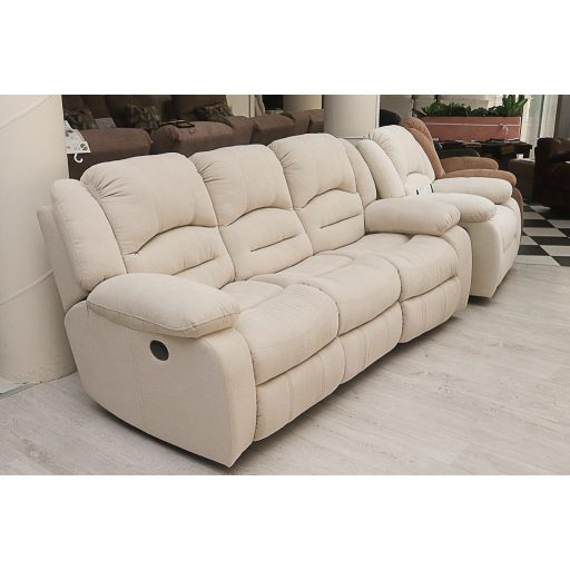 3 személyes motoros full relax kanapé Bronx beige teflonnal impregnált szövet kárpittal raktárról - Tessin