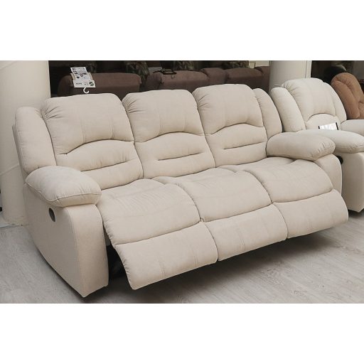 3 személyes motoros full relax kanapé Bronx beige teflonnal impregnált szövet kárpittal raktárról - Tessin