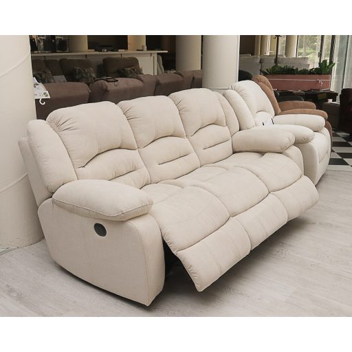 3 személyes motoros full relax kanapé Bronx beige teflonnal impregnált szövet kárpittal raktárról - Tessin