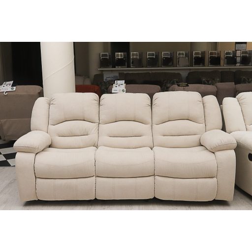 3 személyes motoros full relax kanapé Bronx beige teflonnal impregnált szövet kárpittal raktárról - Tessin