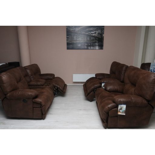 2 1 1 motoros ülőgarnitúra mozi kanapéval gesztenyebarna textilbőr kárpittal raktárról - Voyager