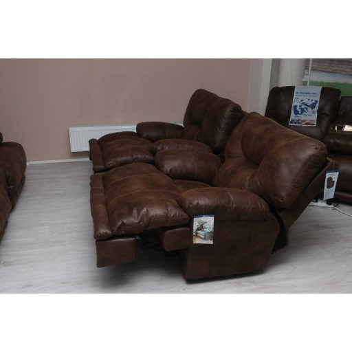 2 1 1 motoros ülőgarnitúra mozi kanapéval gesztenyebarna textilbőr kárpittal raktárról - Voyager