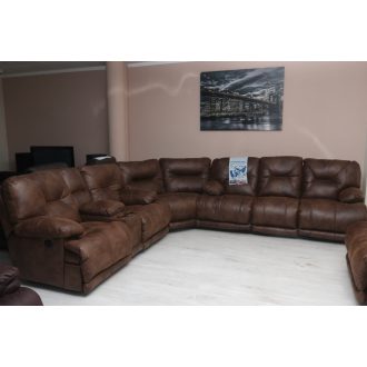   3 + 2 üléses sarokkanapé motoros fekvő ülésekkel gesztenyebarna kárpittal raktárról - Voyager