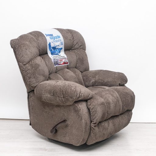 Forgó fotel - hintáztatható kézikaros TV fotel világosbarna színű puha plüss kárpittal raktárról - Daly